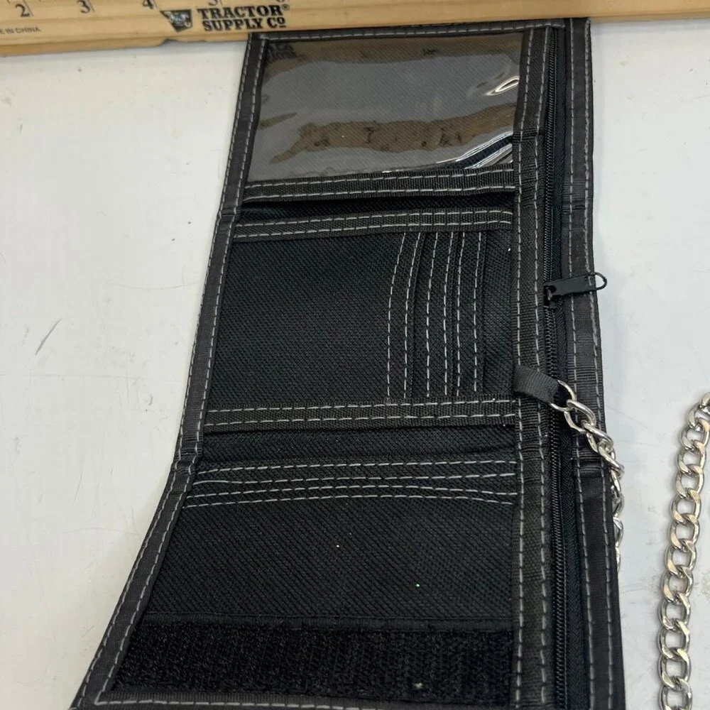 Rainforest Eagle Chain Wallet Black Trifold Nylon Biker Wallet ID Window Zip